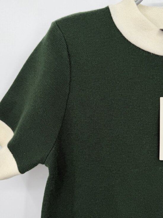 Tuckernuck Women's Merritt Knit Dress Mini Shift Green/Cream Pocket size S Small - Picture 2 of 8